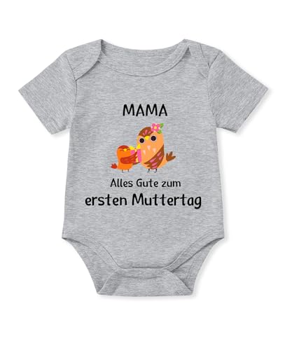Glimnerize Strampler Baby Onesie Muttertagsgeschenke für MaMa Body Baby Frühchen Kleidung 1. Muttertag Kurzarmbody Erster Muttertag Grau A3 6-9 Monate von Glimnerize
