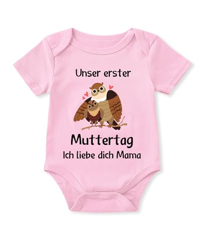 Glimnerize Strampler Baby Onesie Muttertagsgeschenke für MaMa Frühchen Kleidung Kurzarmbody 1. Muttertag Body Baby Erster Muttertag Rosa A4 6-9 Monate von Glimnerize