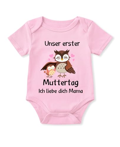 Glimnerize Strampler Baby Onesie Muttertagsgeschenke für MaMa Frühchen Kleidung Kurzarmbody 1. Muttertag Body Baby Erster Muttertag Rosa A5 6-9 Monate von Glimnerize