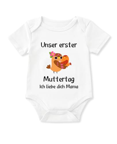 Glimnerize Strampler Baby Onesie Muttertagsgeschenke für MaMa Frühchen Kleidung Kurzarmbody 1. Muttertag Body Baby Erster Muttertag Weiß A2 6-9 Monate von Glimnerize