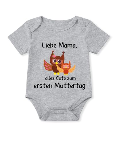 Glimnerize Strampler Baby Onesie Muttertagsgeschenke für MaMa Kurzarmbody Frühchen Kleidung 1. Muttertag Body Baby Erster Muttertag Grau A1 6-9 Monate von Glimnerize