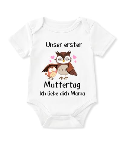 Glimnerize Strampler Baby Onesie Muttertagsgeschenke für MaMa Kurzarmbody Frühchen Kleidung 1. Muttertag Body Baby Erster Muttertag Weiß A5 6-9 Monate von Glimnerize