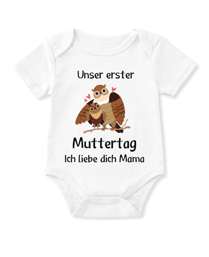 Glimnerize Strampler Baby Onesie Neugeborene Muttertagsgeschenke für MaMa Kurzarmbody Frühchen Kleidung 1. Muttertag Body Baby Erster Muttertag Weiß A4 9-12 Monate von Glimnerize