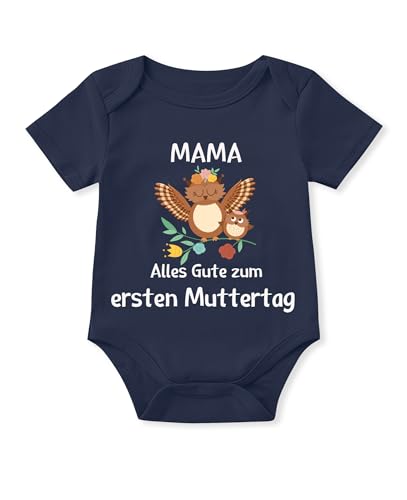 Glimnerize Strampler Baby Onesie Wickelbody Muttertagsgeschenke für MaMa 1. Muttertag Body Baby Kurzarmbody Frühchen Kleidung Erster Muttertag Navy A6-3 Monate von Glimnerize