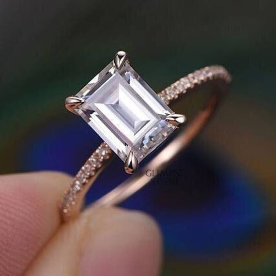 1.74Ct Moissanite Verlobungsring, Versteckter Halo Solitär Diamant Ring, Braut Ehering, Jubiläumsgeschenk von GlimpseStone