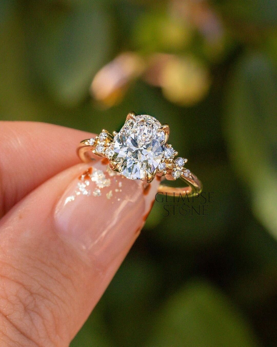 1.86 Ct Oval Moissanit Ring, Verlobungsring, Diamant 14K Gelb Gold Versprechen Ehering von GlimpseStone