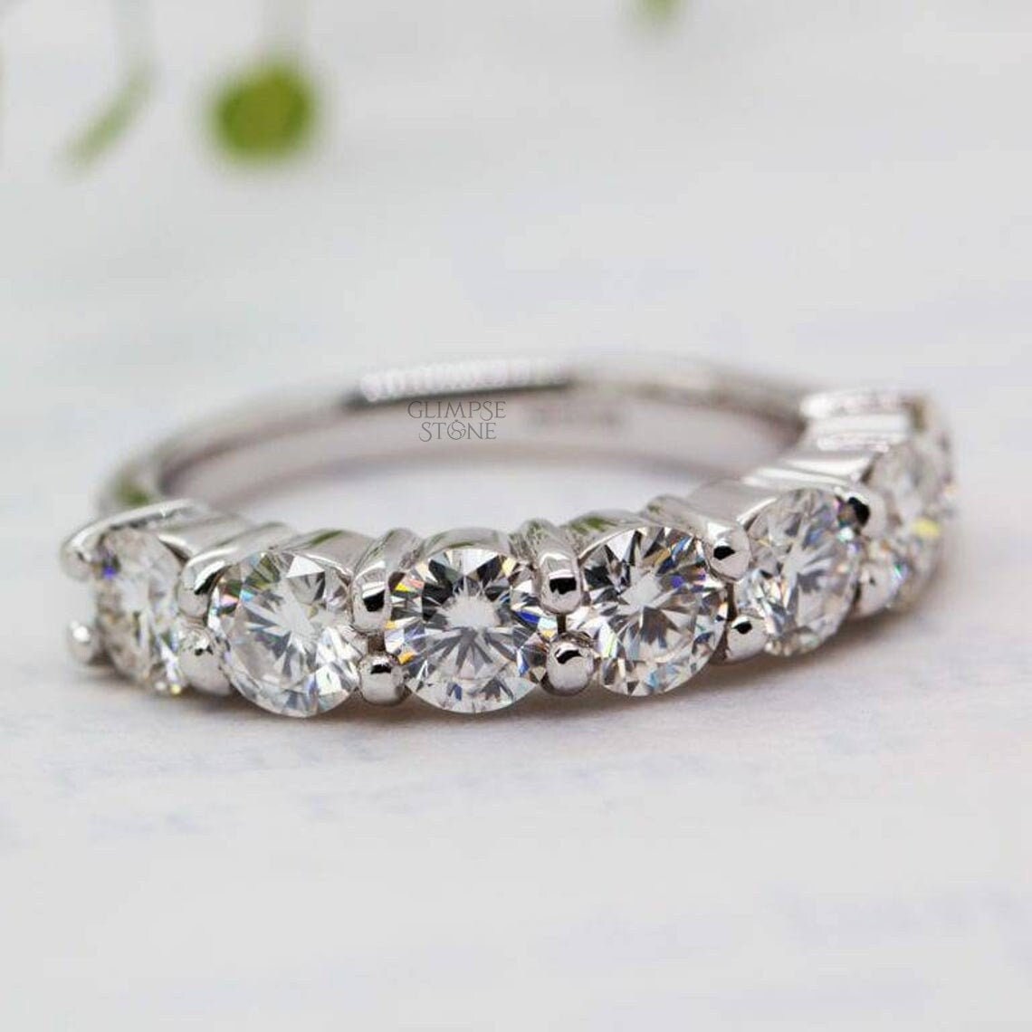 7-stein-Ring, Moissanit Diamantring, 1, 40 Karat Runddiamant Ehering, 3, 50 Mm Brautring, Jahrestagsgeschenkring Für Sie von GlimpseStone