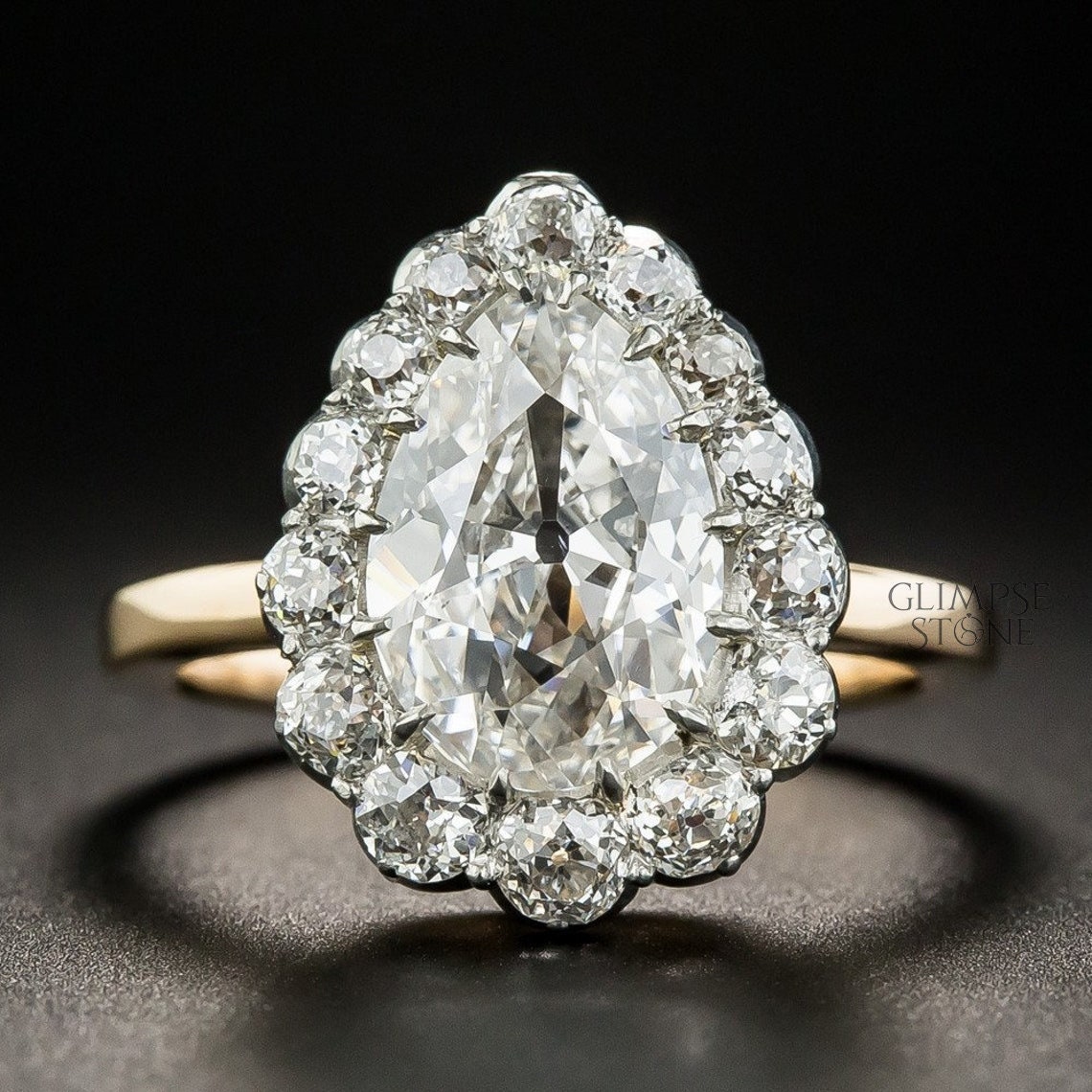 Birne Verlobungsring, 3.0Ct Geschnitten Moissanite Halo Ring, Birn Hochzeitsjubiläum Ring von GlimpseStone