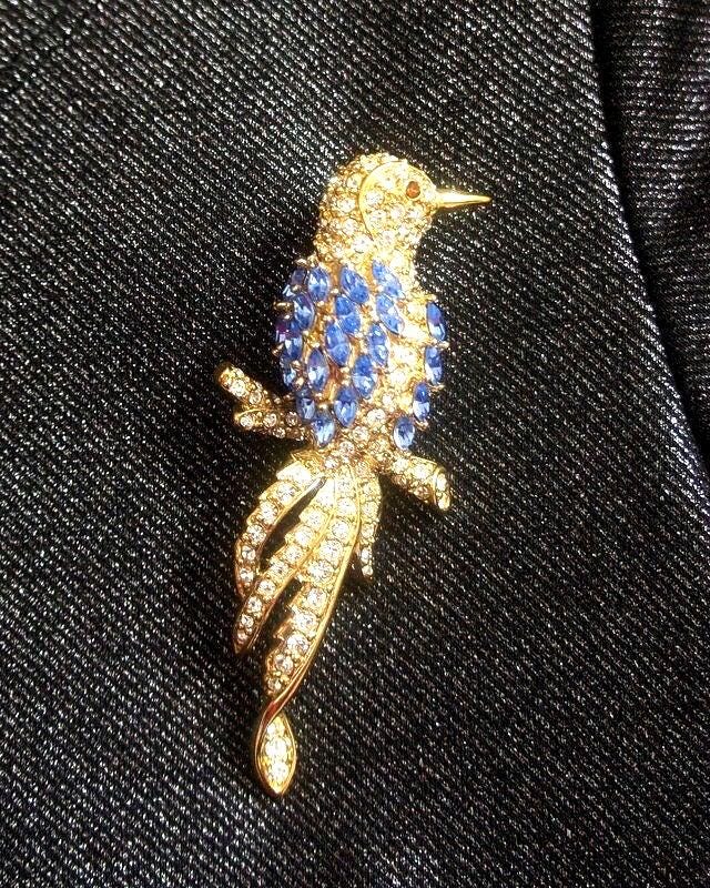 Vintage Nolan Miller Strass Vogel Brosche Blau & Weiss Anstecknadel Vintage Nolan Miller Strass Vogel Brosche Blau & Weiss Anstecknadel von GlimpseofArt