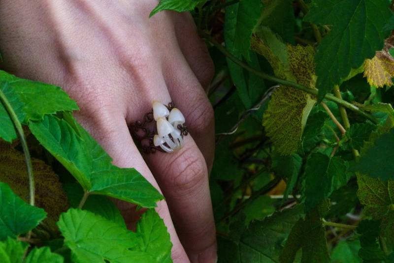 Pilz Ring Schmuck Einstellbarer Fee Garten Ton Wald Geist von GlinenaJewelry
