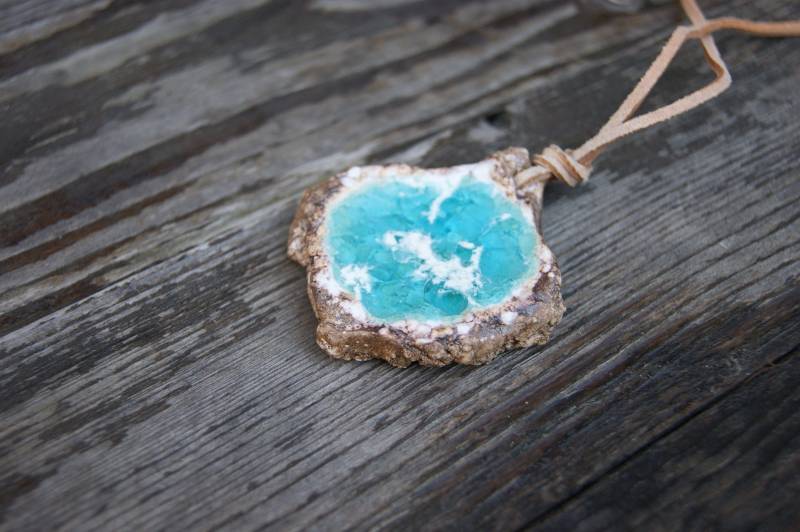 Keramik Türkis Anhänger "Ice Lagoon V", Halskette, Mit Glasanhänger, Einzigartige Schmuck, Geschenkidee, Geschmolzenes Glas Keramik Türkis Anhänger "Ice Lagoon V", Halskette, Mit Glasanhänger, Einzigartige Schmuck, Geschenkidee, Geschmolzenes Glas von GlinianaKoniczynka