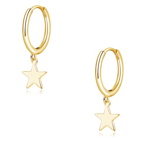 Glintara Creolen Ohrringe Silber 925 Hängend, 925 Sterling Silber Creolen mit Stern Anhänger, Hypoallergen Kreolen Ohrringe Ohrhänger, Stern Hängeohrringe Ohrschmuck mit Geschenkbox für Damen Mädchen Glintara Creolen Ohrringe Silber 925 Hängend, 925 Sterling Silber Creolen mit Stern Anhänger, Hypoallergen Kreolen Ohrringe Ohrhänger, Stern Hängeohrringe Ohrschmuck mit Geschenkbox für Damen Mädchen von Glintara