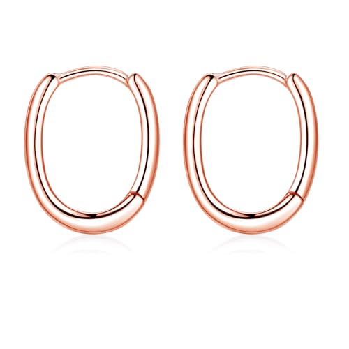 Glintara Creolen Silber 925 Damen, 925 Sterling Silber Oval Ohrringe Creolen, Hypoallergen Ohrring Silber Kreolen, Klassisch Basic Kreolen Ohrring Klein, Knorpel Schlafen Ohrschmuck für Mutter Tochter von Glintara