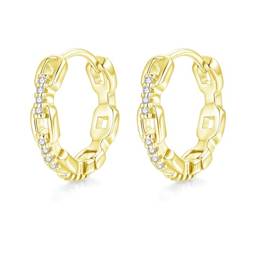 Glintara Creolen Silber 925 Klein, 925 Sterling Silber Kreolen Ohrringe für Damen Mädchen, Kette Huggie Ohrringe mit AAAAA Cubic Zirkonia, Hypoallergen Knorpel Silberohrringe Creolen mit Geschenkbox von Glintara