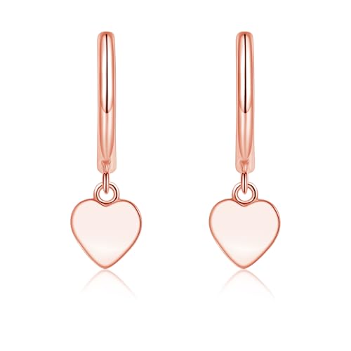Glintara Creolen Silber Ohrringe mit Anhänger, 925 Sterling Silber Ohrringe Hängend mit Herz, Klassisch Kreolen Herz Ohrhänger, Hypoallergen Hängeohrringe Ohrschmuck Geschenke für Damen Mädchen von Glintara