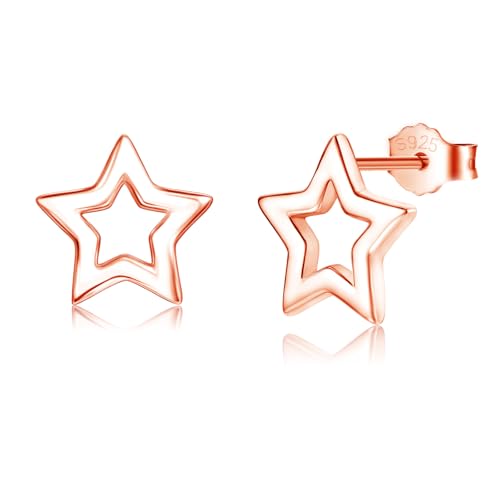 Glintara Damen Silber 925 Ohrstecker, 925 Sterling Silber Stern Ohrstecker, Hypoallergene Ohrringe Silber 925 Stecker, Flach Knorpel Schlafen Ohrringe, Ohrschmuck Geschenk für Freundin Mutter Mädchen von Glintara