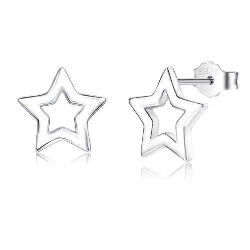 Glintara Damen Silber 925 Ohrstecker, 925 Sterling Silber Stern Ohrstecker, Hypoallergene Ohrringe Silber 925 Stecker, Knorpel Schlafen Ohrringe, Süße Ohrschmuck Geschenk für Freundin Mutter Mädchen von Glintara