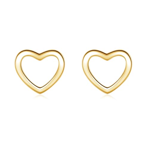Glintara 925 Sterling Silber Herz Ohrstecker für Damen Mädchen, Flach Ohrringe Silber Stecker, Knorpel Schlafen Ohrringe, Hypoallergene Ohrschmuck in Geschenkbox von Glintara