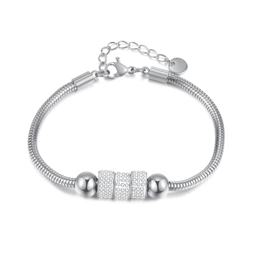 Glintara Schlange Kette Armband Damen, Silber Armband für Charms, Klassisch Schlangen Gliederarmband mit Kugeln, Basic Charms Anhänger Armbänder, Wasserfester Snake Armkette für Frauen Freundin Mama von Glintara