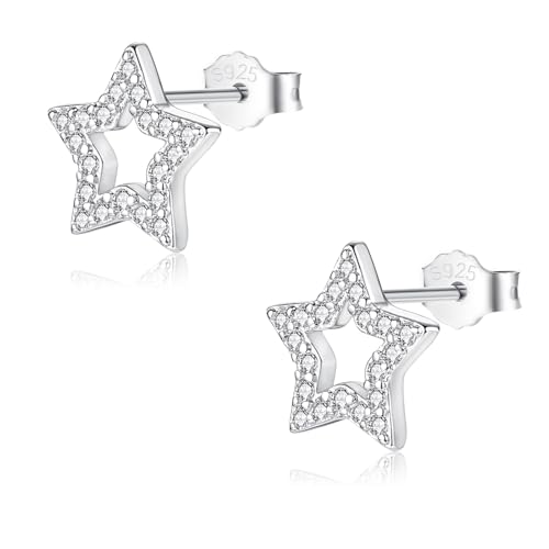 Glintara Silber 925 Ohrstecker für Damen Mädchen, Stern Ohrringe Silber 925 Stecker, 925 Sterling Silber Ohrstecker mit Cubic Zirkonia, Schlafen Knorpel Ohrringe Ohrstecker Hypoallergene Ohrschmuck Glintara Silber 925 Ohrstecker für Damen Mädchen, Stern Ohrringe Silber 925 Stecker, 925 Sterling Silber Ohrstecker mit Cubic Zirkonia, Schlafen Knorpel Ohrringe Ohrstecker Hypoallergene Ohrschmuck von Glintara