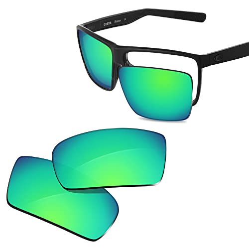 Glintbay 100 % passgenaue Ersatz-Sonnenbrillengläser für Costa Del Mar Rincon 06S9018, polarisiert, grün verspiegelt von Glintbay