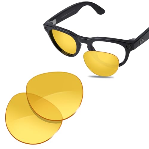 Glintbay 100 % passgenaue Ersatz-Sonnenbrillengläser für Ray-Ban Meta Headliner RW4009, 50 mm, Kristallgelb, nicht polarisiert Glintbay 100 % passgenaue Ersatz-Sonnenbrillengläser für Ray-Ban Meta Headliner RW4009, 50 mm, Kristallgelb, nicht polarisiert von Glintbay