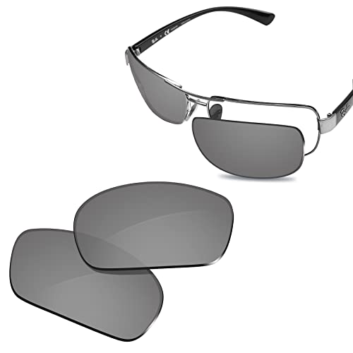 Glintbay 100 % passgenaue Ersatz-Sonnenbrillengläser für RayBan RB3379-64, polarisiert, metallisch, silberfarben, verspiegelt Glintbay 100 % passgenaue Ersatz-Sonnenbrillengläser für RayBan RB3379-64, polarisiert, metallisch, silberfarben, verspiegelt von Glintbay
