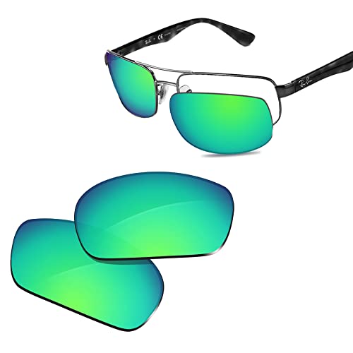 Glintbay 100 % passgenaue Ersatz-Sonnenbrillengläser für RayBan RB3445, 61 mm, polarisiert, grün verspiegelt Glintbay 100 % passgenaue Ersatz-Sonnenbrillengläser für RayBan RB3445, 61 mm, polarisiert, grün verspiegelt von Glintbay
