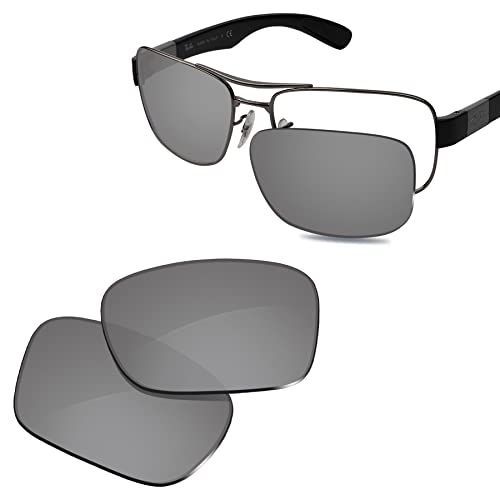 Glintbay 100 % passgenaue Ersatz-Sonnenbrillengläser für RayBan RB3522-61, polarisiert, metallisch, silberfarben, verspiegelt Glintbay 100 % passgenaue Ersatz-Sonnenbrillengläser für RayBan RB3522-61, polarisiert, metallisch, silberfarben, verspiegelt von Glintbay
