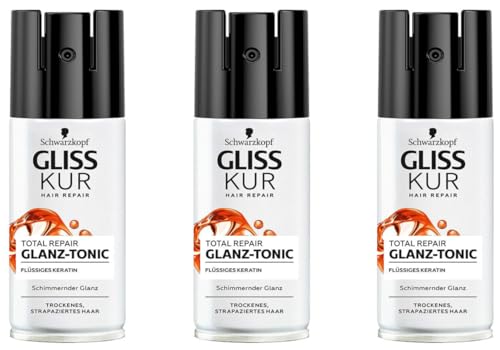 3x Gliss Kur Glanz Tonic Total Repair,Glanz Spray mit Keratin für brillianten Glanz und fühlbar geschmeidiges Haar,100ml (3er Pack) von Gliss Kur