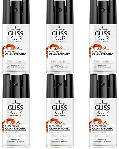6x Gliss Kur Glanz Tonic Total Repair,Glanz Spray mit Keratin für brillianten Glanz und fühlbar geschmeidiges Haar,100ml (6er Pack) von Gliss Kur