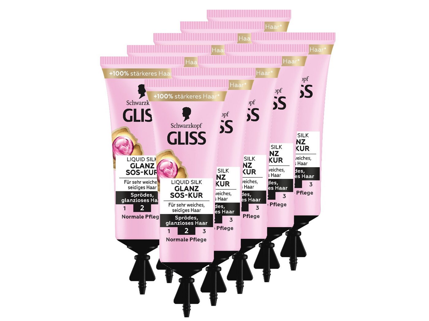 Gliss Haarkur SOS-Intensiv-Kur Liquid Silk, 10x 15ml, Reise-SET, 10-tlg., Ideale Haarpflege auf Reisen von Gliss