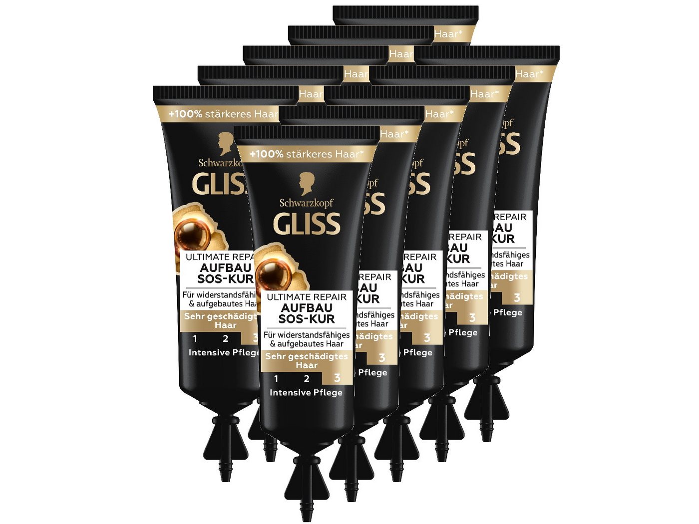 Gliss Haarkur SOS-Intensiv-Kur Ultimate Repair, 10x 15ml, Reise-SET, 10-tlg., Ideale Haarpflege auf Reisen von Gliss