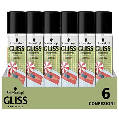 Schwarzkopf Gliss Conditioner ohne Ausspülen Summer Repair Express-Spray für beanspruchtes Haar aus dem Sommer, mit Blütenessenz, 2 ml, 6 Stück Sparkonferenz 6 Stück von Gliss