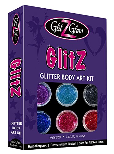 GlitZGlam Glitzertattooset: Neues 6 großen Glitzertuben & 12 Schablonen. Temporäre Tattoos für Kinder, Teenager und Erwachsene von GlitZGlam