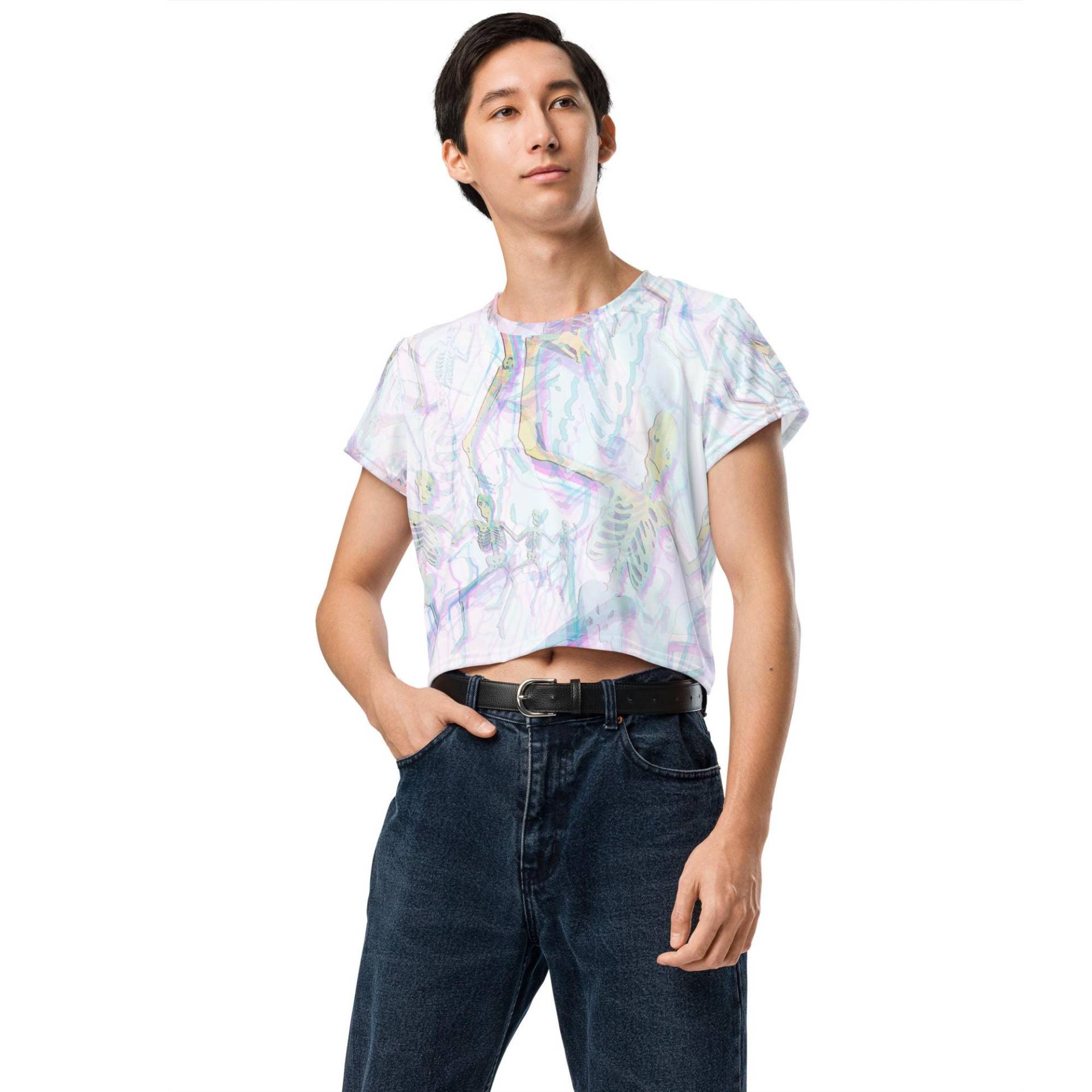 Tanzendes Skelett-Grafik-Crop-T-Shirt von GlitchAndSon