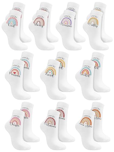 Glitopper 10 Paar christliche Geschenke für Frauen mit inspirierenden Worten CNA-Wertschätzungsgeschenk christliche Socken "You Are Awesome" inspirierende Crew-Socken für Geburtstag, Kirchenbedarf Glitopper 10 Paar christliche Geschenke für Frauen mit inspirierenden Worten CNA-Wertschätzungsgeschenk christliche Socken "You Are Awesome" inspirierende Crew-Socken für Geburtstag, Kirchenbedarf von Glitopper