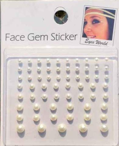 Gesicht Juwelen Gem Sticker Gesicht Schmuck Party Festival Make UP FG05 weiße Perlen selbstklebend von Glitter J