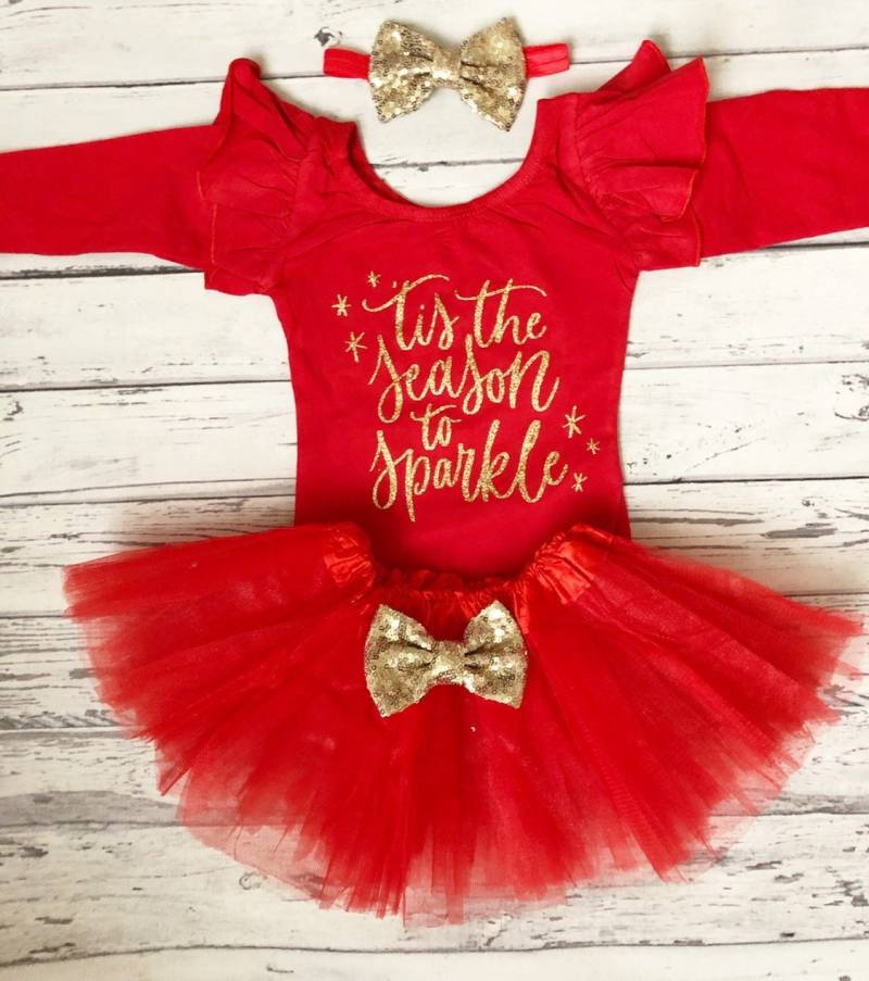 Baby Mädchen Tis The Season To Sparkle Trikot Und Kleinkind Weihnachten Outfit Body 1 von GlitterMeCute