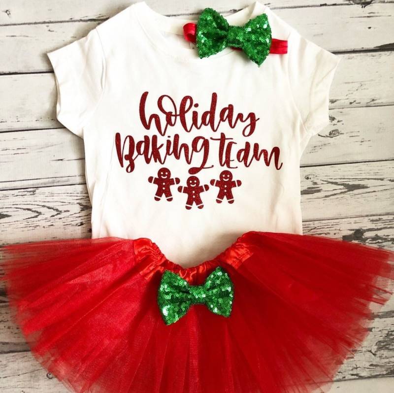 Baby Mädchen Weihnachten Outfit Urlaub Backen Team Body Kleinkind Tütü Kleidung von GlitterMeCute