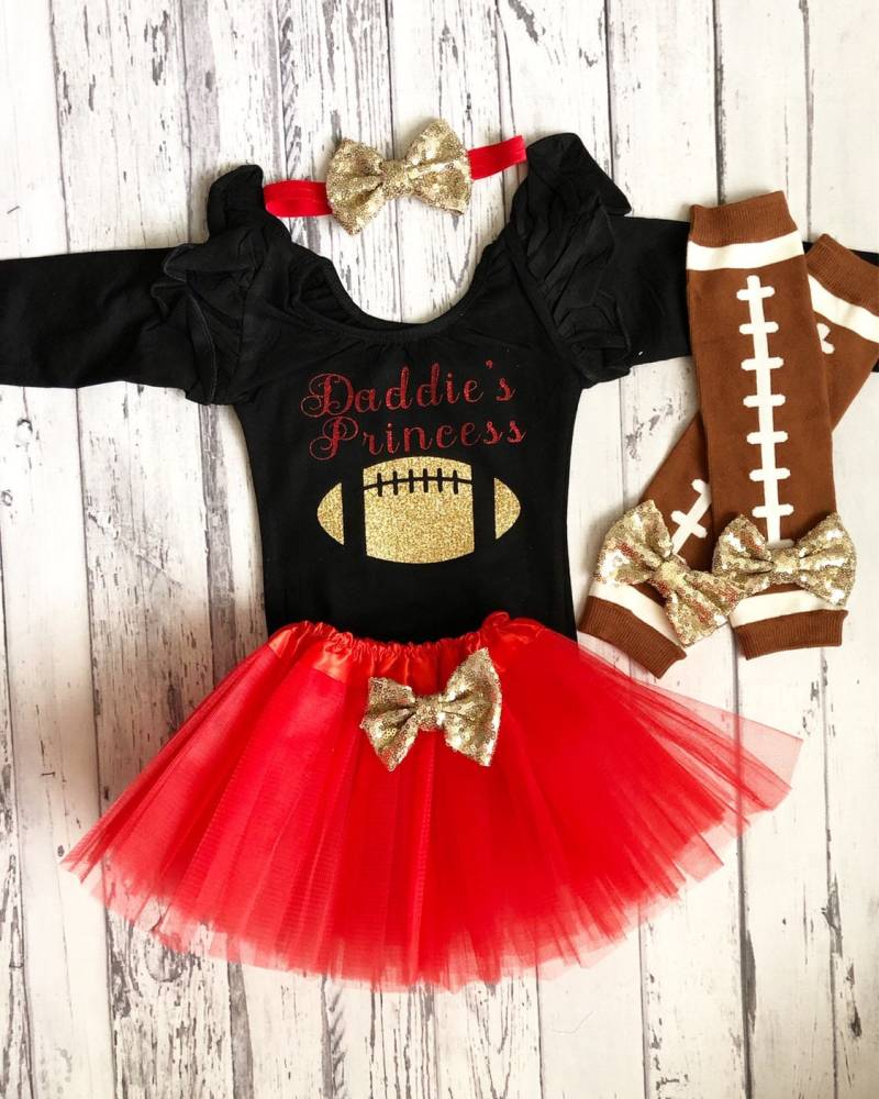 Daddys Mädchen Trikot Baby Fußball Outfit Stulpen Schwarzer Flatterärmel Prinzessin Vatertag von GlitterMeCute
