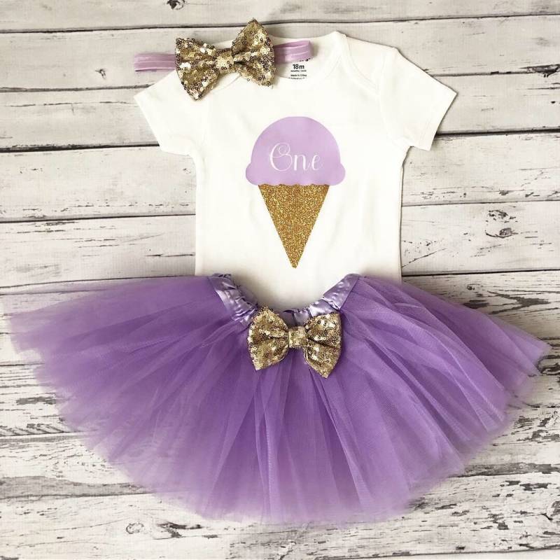 Eis Geburtstag Party Outfit Lavendel Und Gold 1. Shirt Jedes Alter Lila Tutu Erster von GlitterMeCute