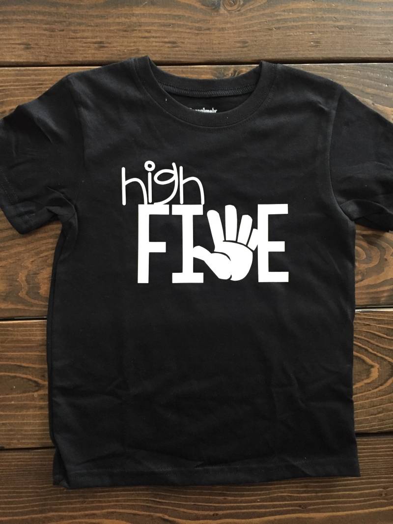 High Five 5Th Birthday Boy Shirt Jungen Geburtstag Outfit Thema Custom Fünfter Top von GlitterMeCute