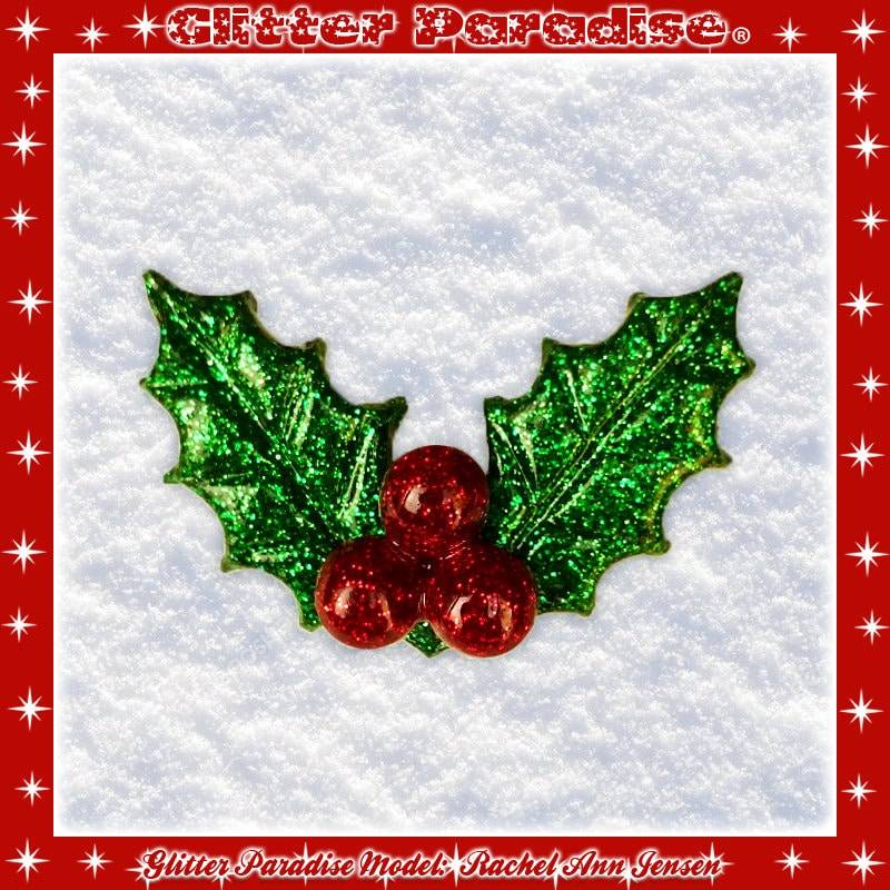 Brosche Weihnachtsstechpalmen Retro Glitter Lucite Schmuck von GlitterParadise
