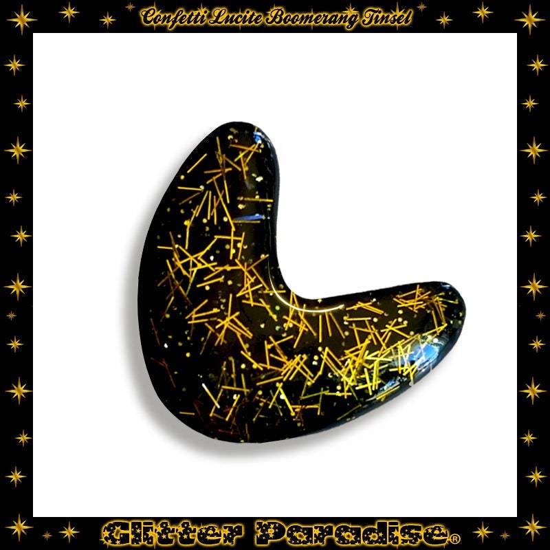 Bumerang Lucite Tinsel - Brosche Atomic Boomerang Mid-Century Modern 1950Er 60Er Jahre Vintage Inspirationen Retro Glitter Paradise® von GlitterParadise