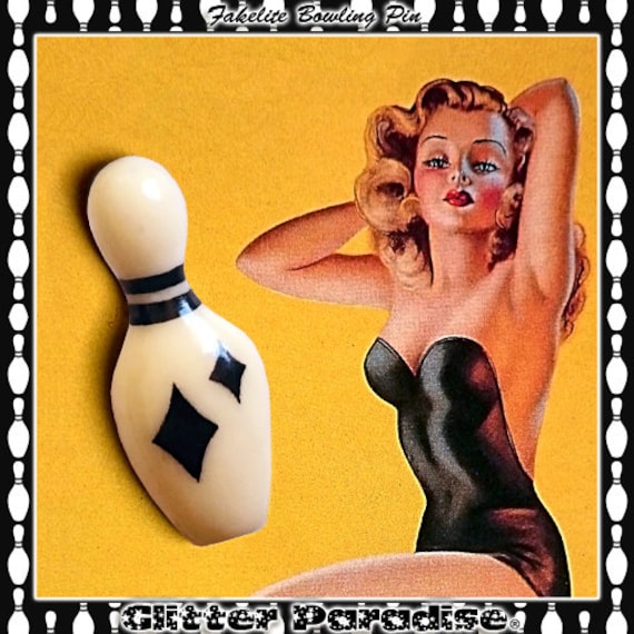 Fakelite Bowling Pin Brosche - Retro 1950S Schmuck Fakelite Bowling Pin Brosche - Retro 1950S Schmuck von GlitterParadise