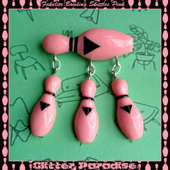 Fakelite Bowling Set - Brosche Kegel Retro Vintage Schmuck 1950Er Jahre Glitter Paradise® von GlitterParadise
