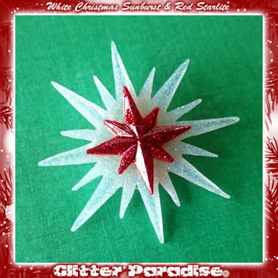 White Sunburst & Starlite - Brosche Retro Weihnachten Vintage Mid-Century Modern Schmuck Der 50Er Jahre Glitter Paradise® von GlitterParadise