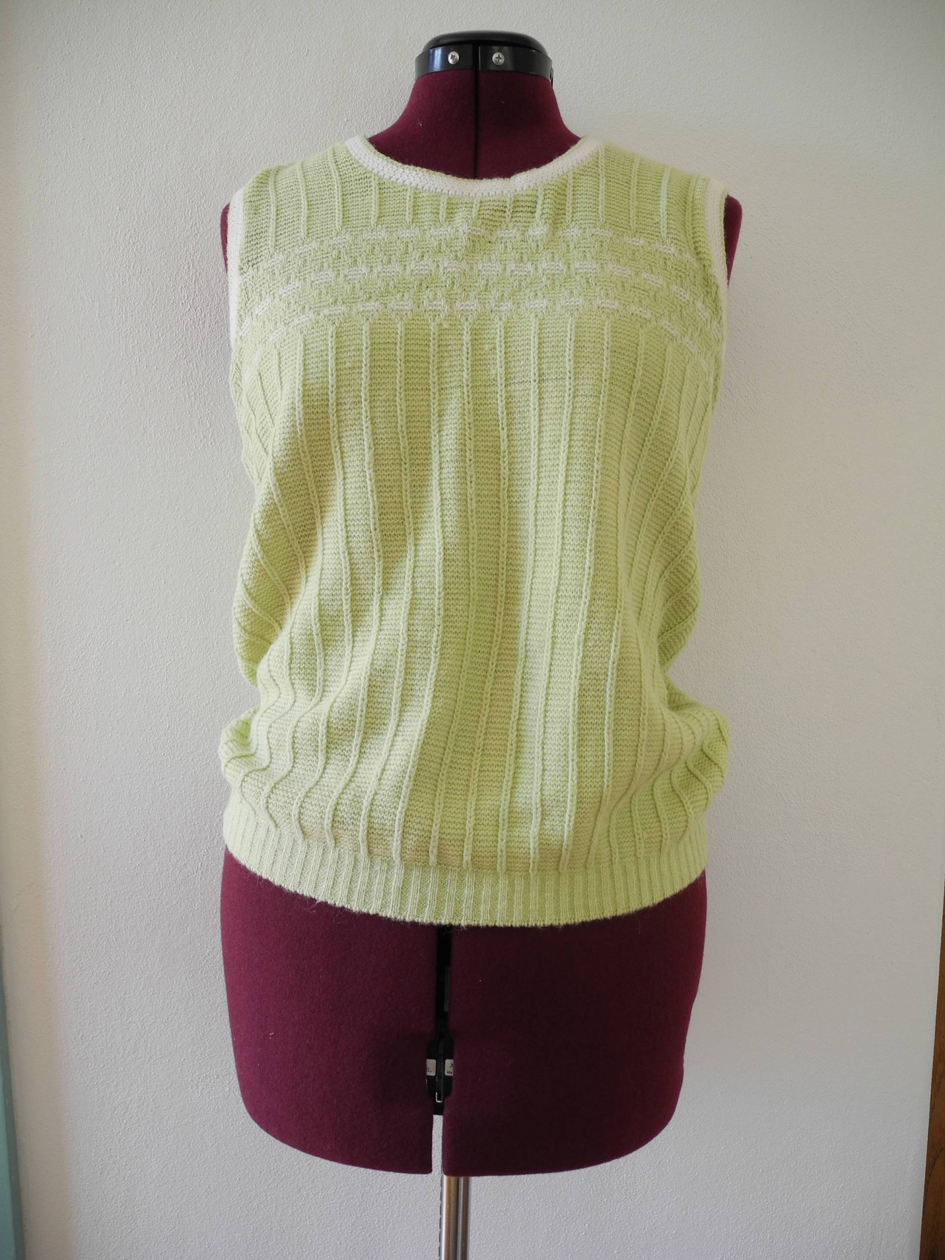 80Er Jahre Adrette Pullover Weste Salbei Grün-Weißen Preppie 80Er Jahre Adrette Pullover Weste Salbei Grün-Weißen Preppie von GlitteratiHautie