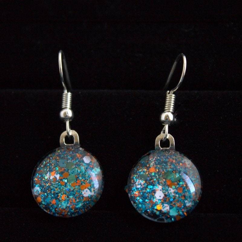 Orange Und Petrol Ohrringe, Miami Delfine Farben, Baumeln Glitzer Schmuck, Runde Ohrringe Orange Und Petrol Ohrringe, Miami Delfine Farben, Baumeln Glitzer Schmuck, Runde Ohrringe von GlitterfiedNails